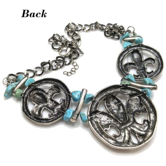 Gemstone Necklace, Unique Fleur-de-lis, Flower of the Lily Pendant, 22 Inches - Picture 9 of 9